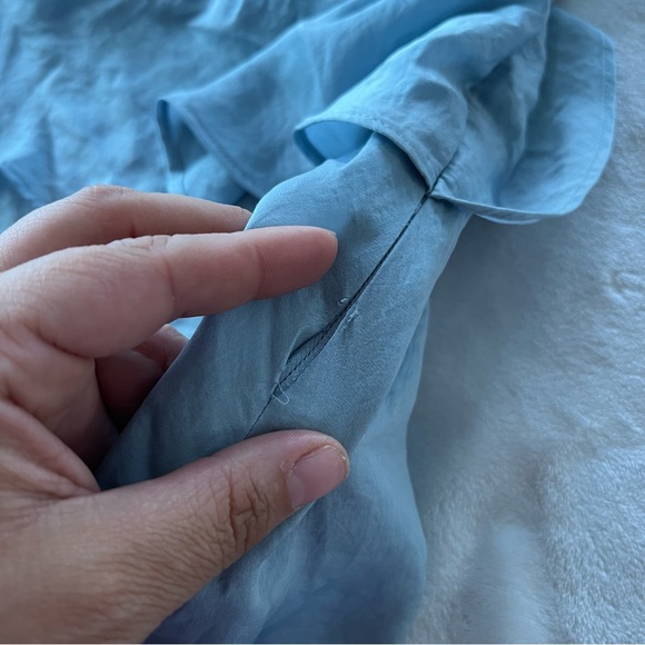 NWT Avec Les Filles Cold Shoulder Button Front Dress in Robin Eggs Blue - Picture 9 of 12